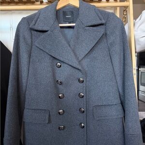 Small Charcoal Gray Double-Breasted Wool-Blend Coat